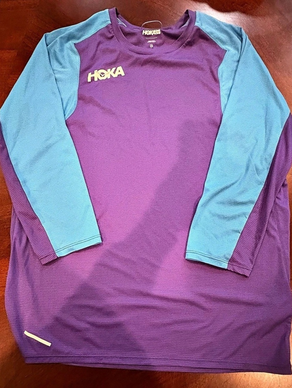 HOKA One One Men’s Glide 3/4 Sleeve Running Shirt Purple Blue M